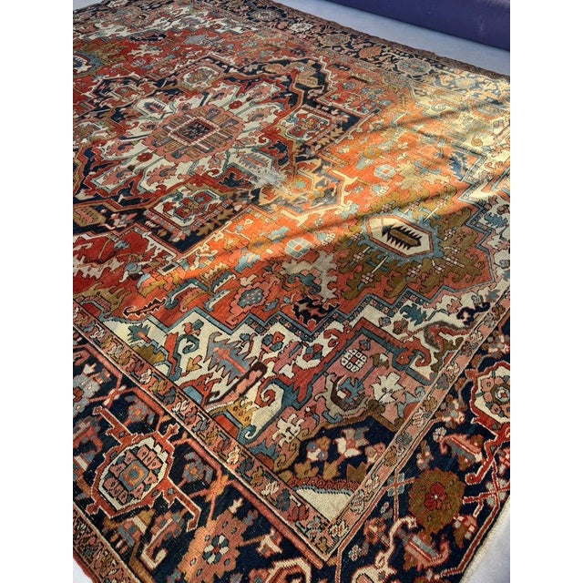 Stunning Antique Persian Serapi With Crisp Dyes and Rare Animals Inside ~ 10 X 13 For Sale - Image 4 of 7