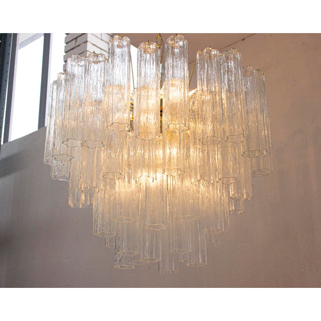 Murano Clear Glass Tronchi Chandelier, 1990s For Sale - Image 4 of 11