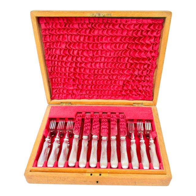 1900s Dixon Fruit Set in Original Case Circa 1900 - 24 Pieces For Sale