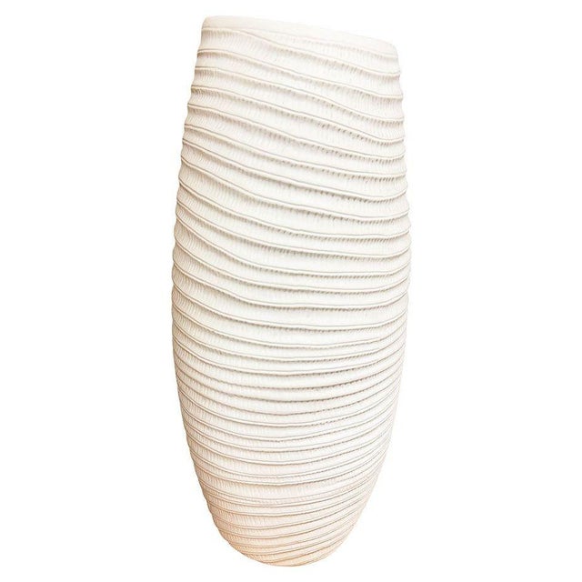 Ribbed Textured Coiled "Coco" Ceramic Vase W/ Matte Finish by Bahari For Sale In Los Angeles - Image 6 of 10