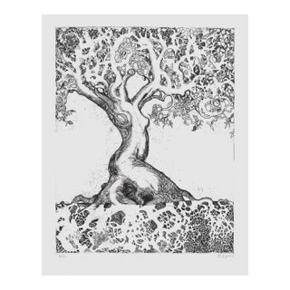 19902 Rosemary Ladd Female Nude Tree Etching For Sale