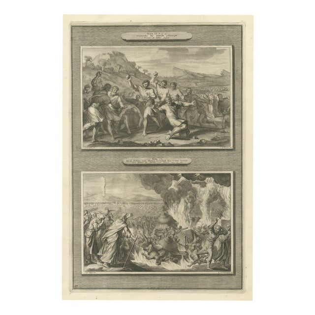 Pieter Mortier, Sabbath Breaker Stoned and Korah, Dathan and Abiram, 1700, Engraving For Sale