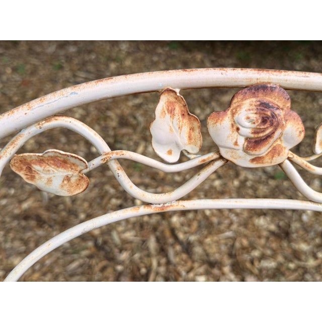 Metal Vintage Woodard Chantilly Rose Wrought Iron Patio Table & Chairs - 3 Pieces For Sale - Image 7 of 12