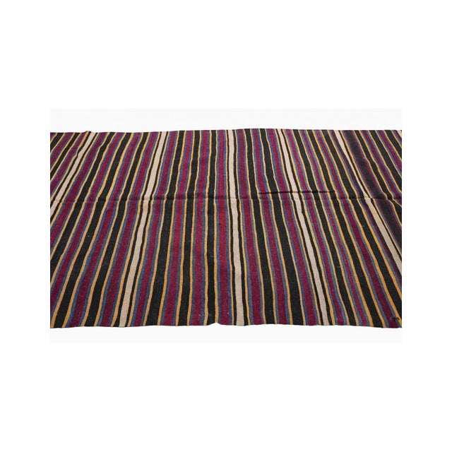 1960s Striped Vintage Turkish Kilim Rug - 5`4" X 11`5" For Sale - Image 5 of 6