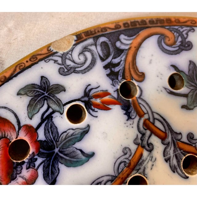 Antique Wedgwood Pearl-Ware Flow Blue Shannon Pattern Large Serving Platter and Meat Draining Plate From England - Circa 1850 For Sale - Image 11 of 13