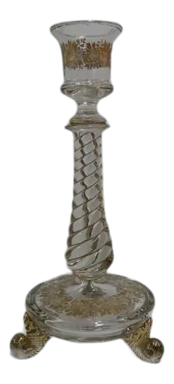Late 19th Century Art Glass Candlestick