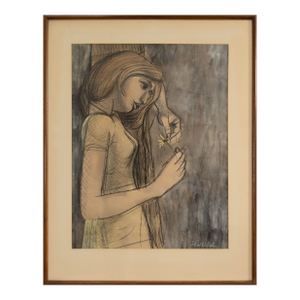 Anton Refregier (1905-1979) Dreaming Signed Charcoal Drawing Mid-Century Modern