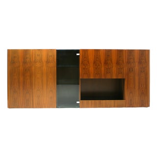 Modular Mirror Top Wall Unit with Integrated Bar Cabinet, Italy, 1970s For Sale