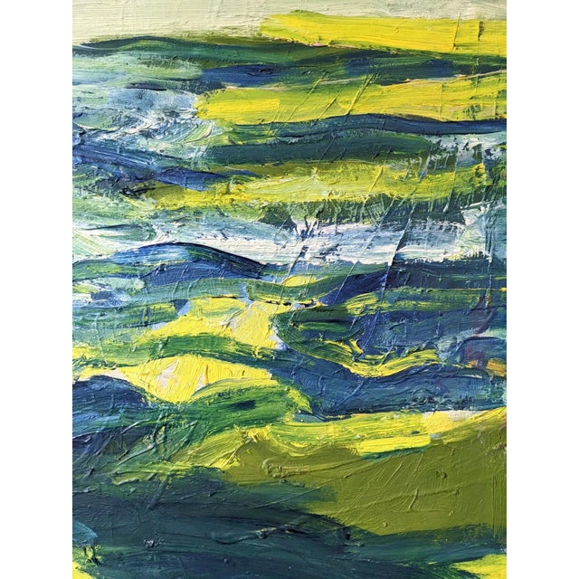 Textile Mid-Century Modern Swedish "Waves" Vintage Abstract Oil Painting, Framed For Sale - Image 7 of 13