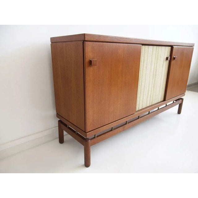 Mid-Century Modern Teak Sideboard with Fabric and Brass Details by Ilmari Tapiovaara for La Permanente Mobili Cantù, 1960s For Sale - Image 3 of 15
