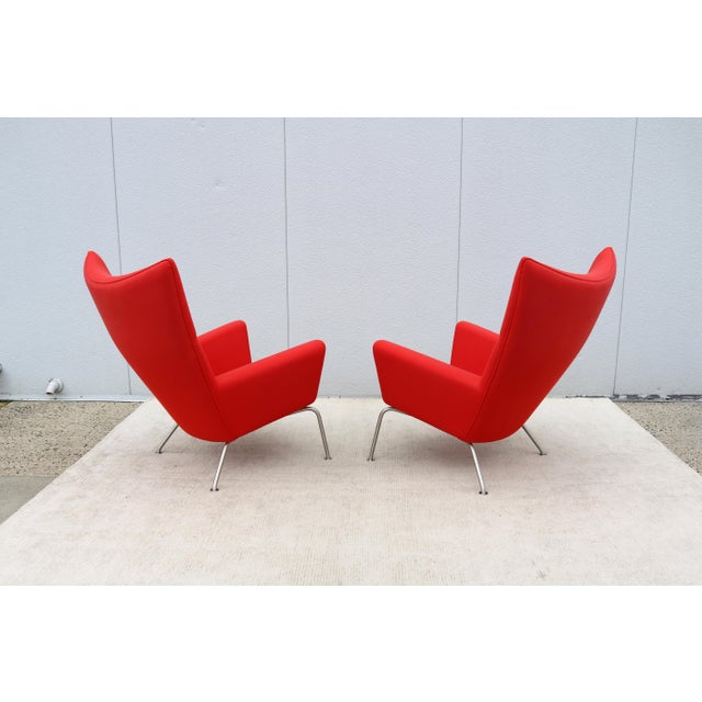 MCM Danish Hans J. Wegner for Carl Hansen & Son Ch445 Wing Lounge Chairs, a Pair For Sale - Image 9 of 18