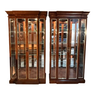 2 Rare Vintage Philip Reinisch Illuminated Curio Cabinet(s)- Solid Wood Excellent Condition For Sale