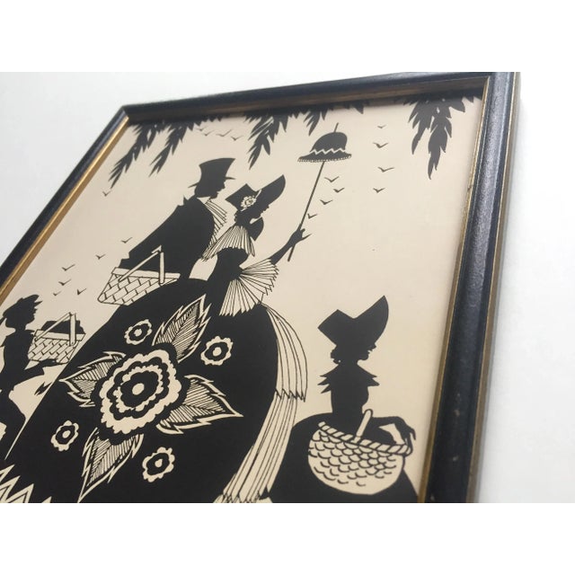 Art Deco Vintage 1929 " Sunday Afternoon " Buckbee Brehm Framed Henriksen Silhouette Art Print For Sale - Image 10 of 13