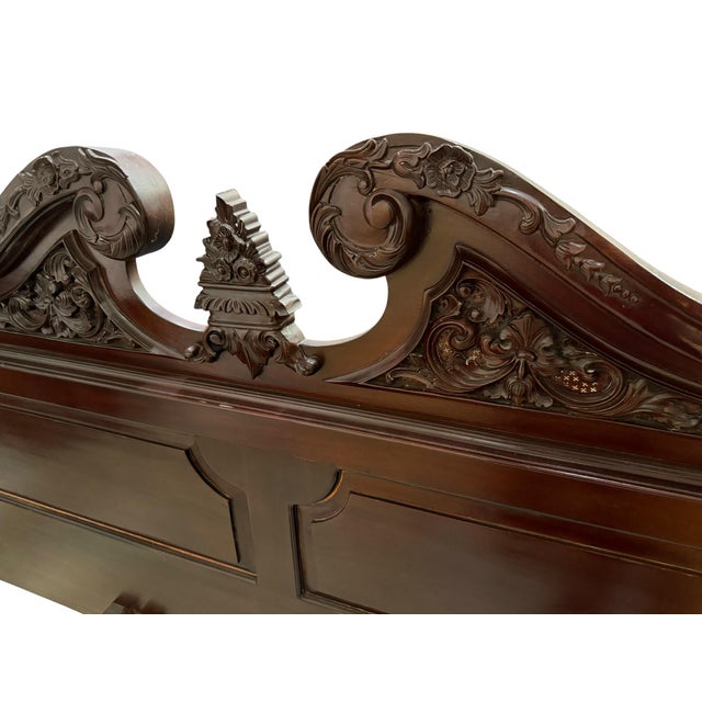 Late 19th Century Magnificent Antique Carved Mahogany Four-Poster King Bed For Sale - Image 4 of 7