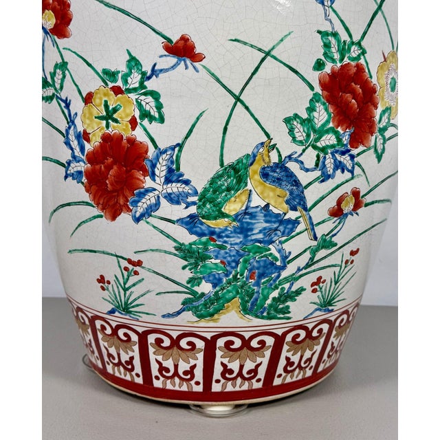 Vintage Chinese Famille Rose Hand Painted Birds and Peonies Porcelain Garden Stool Side Table For Sale - Image 13 of 17