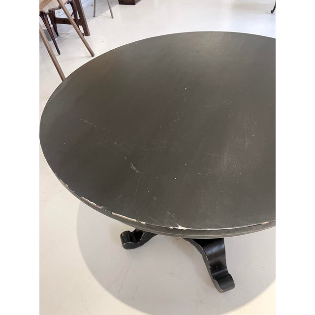 Vintage Painted Pedestal Table, Round Center Table With Sculptural Base For Sale - Image 4 of 8