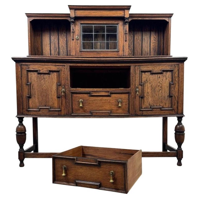 Antique Early 20th Century English Jacobean Oak Sideboard For Sale - Image 3 of 13