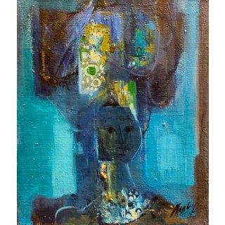 Frank Chabry, Lady in Blue, Oil on Canvas For Sale