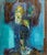 Frank Chabry, Lady in Blue, Oil on Canvas For Sale