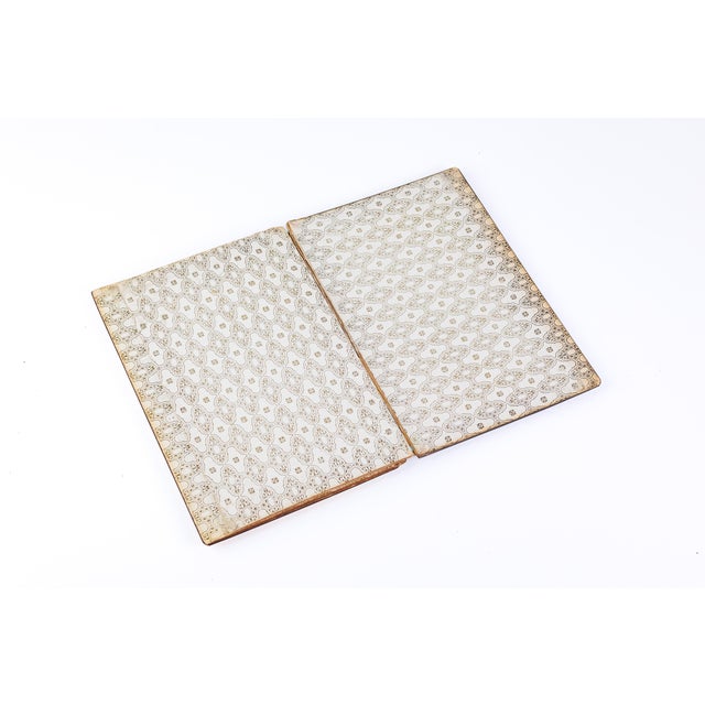 Antique Late 19th Century English Victorian Papier Mache Black Lacquer With Gold and Pearl Book Desk Blotter For Sale In New York - Image 6 of 9