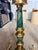 Stone Vintage Mid Century Modern Green Marble and Brass Table Lamp Pair For Sale - Image 7 of 10