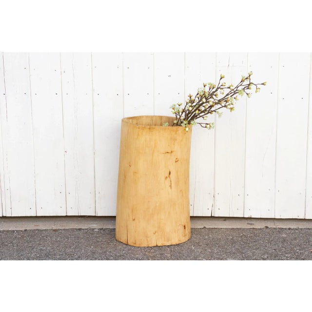 Large Farmhouse Bleached Wood Pot For Sale - Image 9 of 10