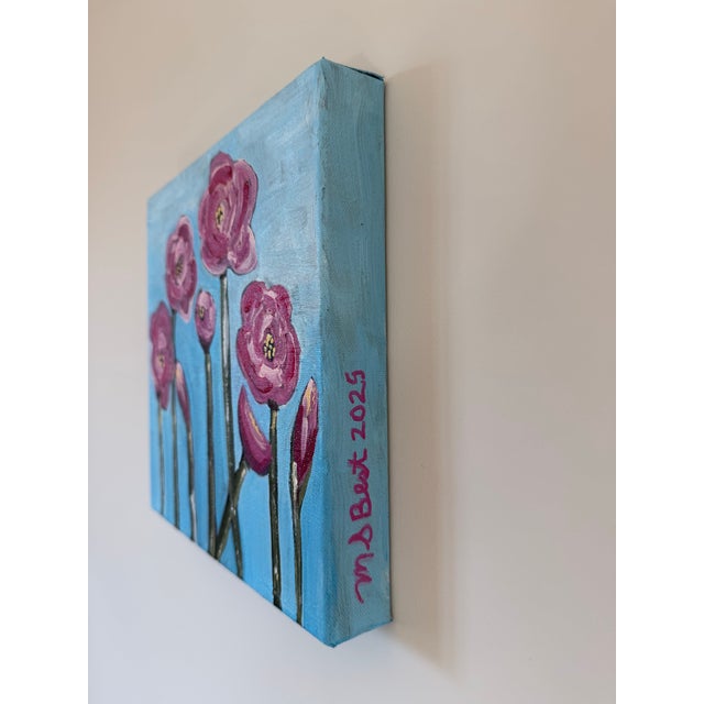 “Life In Pink,” Modern Abstract Floral Acrylic Painting On Stretched Canvas, Signed Melinda S Best, 2025, One Of A Kind...
