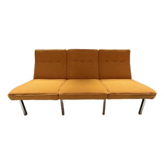 1960s Florence Knoll Style Mid Century Modern 3-Seat Orange Sofa. MCM For Sale