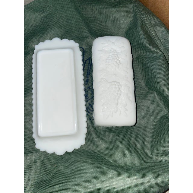 French Country Vintage 1960’s Westmorland Glass Co. Milk Glass Covered Butter Dish, Unmarked For Sale - Image 3 of 8