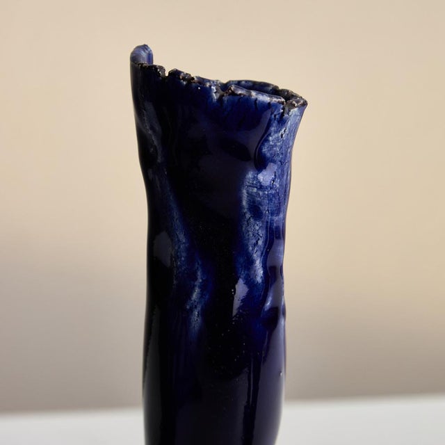 Indigo Blue Ceramic Candleholder Set, Set of 2 For Sale - Image 10 of 15