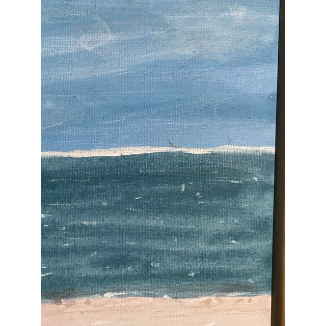 Contemporary abstract acrylic on canvas Sunny Isles Beach by Elia in antique gold tone frame.