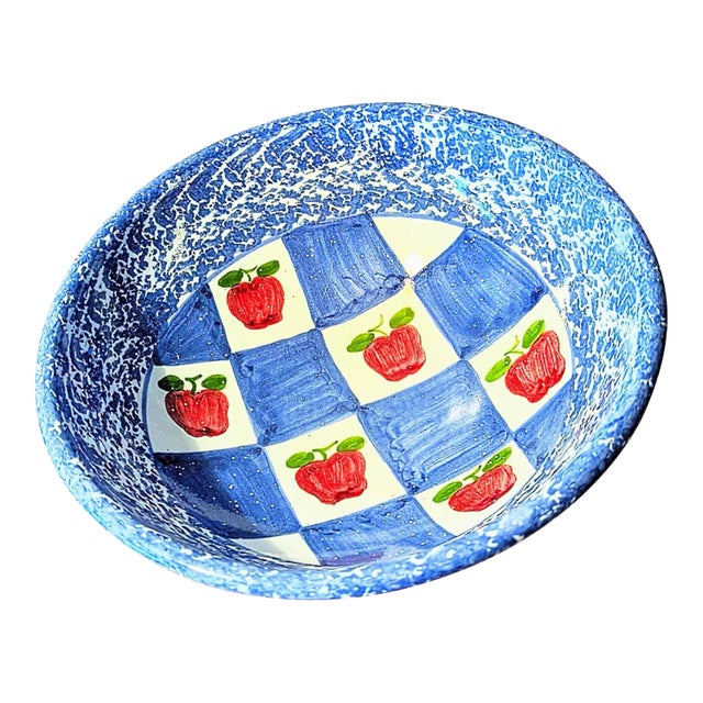 80s' Large Sponge Ware Bowl From Portugal For Sale