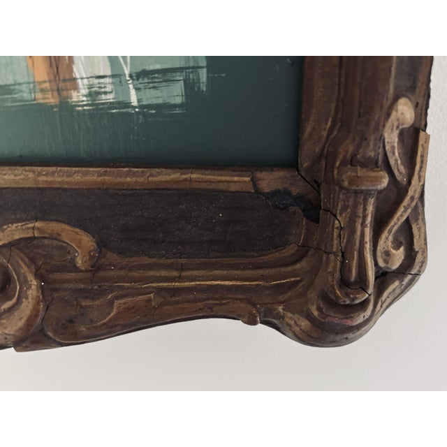 Green “Cabin Fern" Green Abstract Art in Antique Frame, Transitional Living Room Art by JTS For Sale - Image 8 of 10