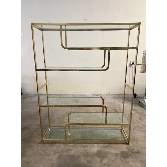 1980’s Brass and Glass Etegere. Milo Baughman Style. For Sale - Image 12 of 12