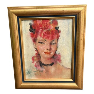 Jean Gabriel Domergue, Portrait Composition, 1890s, Oil Painting on Panel, Framed For Sale