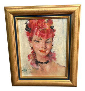 Jean Gabriel Domergue, Portrait Composition, 1890s, Oil Painting on Panel, Framed