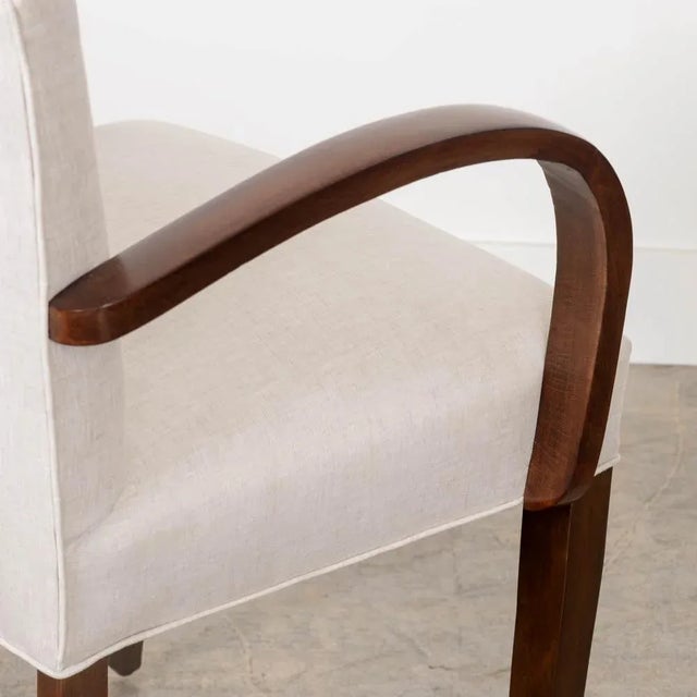 Mid-20th Century French Wood and Linen Side Chair For Sale - Image 14 of 15