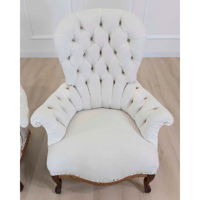 Wood Pair of 20th Century French High Back Chairs, Ready to Upholster For Sale - Image 7 of 12