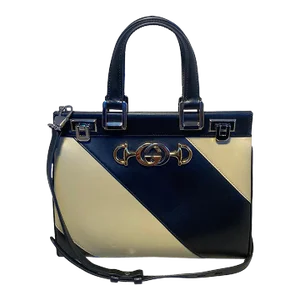 Gucci Zumi Shibuya Black and Tan Medium Top Handle Bag