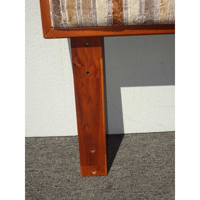 Vintage Mid Century Modern Style Brown Velvet Stripped Queen Headboard For Sale - Image 14 of 15