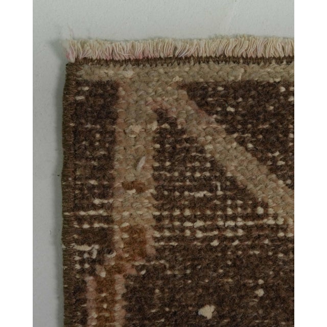 Textile 1970s Vintage Turkish Handmade Wool Cotton Brown Runner Rug For Sale - Image 7 of 11