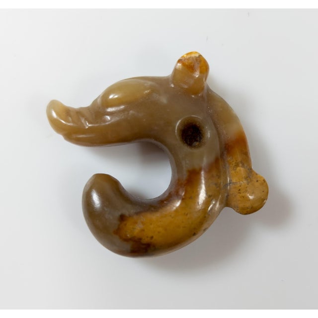 Brown 20th Century Chinese Carved Carnelian Agate or Jade Pig Dragon Pendant, Hongshan Style For Sale - Image 8 of 9