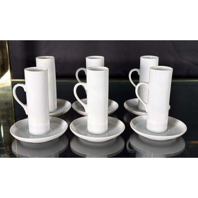 Mid-Century Modern LaGardo Tackett for Schmid Porcelain Demitasse Espresso Cups and Saucers, 1960s - Set of 6 For Sale - Image 3 of 7