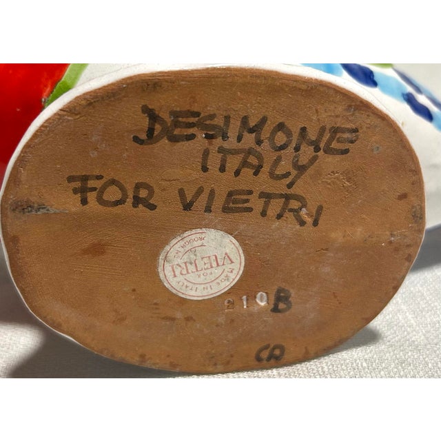 White Mid 20th Century Italian Ceramic DeSimone for Vietri Hand Painted Fish Planter Vase For Sale - Image 8 of 8
