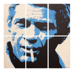 Steve McQueen Portrait Painting by Detroit Artist Billy Couch - Set of 6