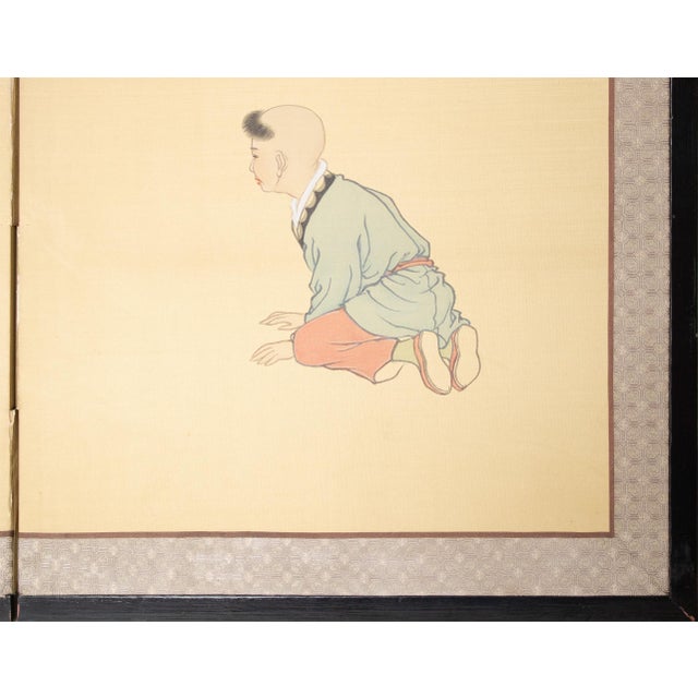 "Hide-and-Seek" by Lu Feng, Vintage Chinese Painted Silk Screen For Sale - Image 10 of 18
