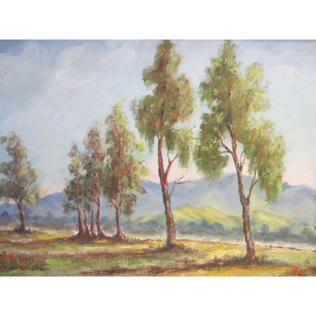 California Plein air, landscape impressionist oil on canvas, striking brush, presumably signed with Red paint. Updated...