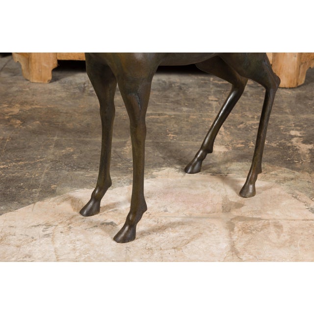 Continental 1930s Life Size Bronze Sculpture of a Deer Standing on its Four Legs For Sale - Image 10 of 12