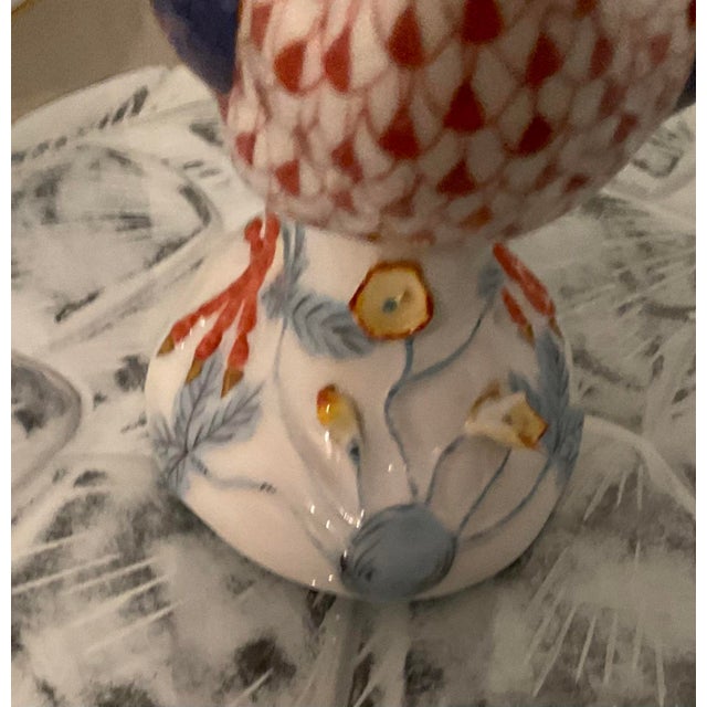 Early 20th Century Two Herend Rust Fishnet Guinea Fowl 6” & 8” For Sale - Image 5 of 8