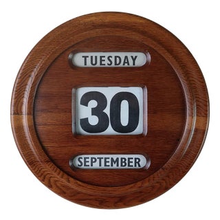 Large Antique Round Oak Perpetual Wall Calendar, 1910 For Sale
